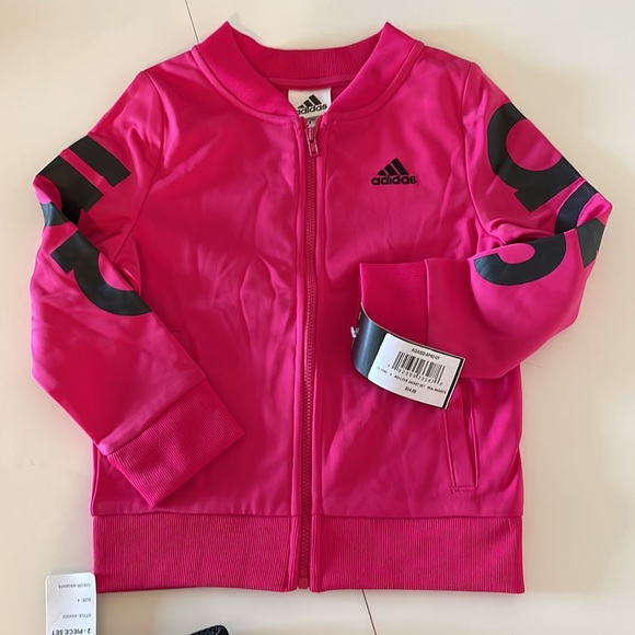 Adidas girls size 4 jacket and pant set color pink / black - Picture 2 of 4